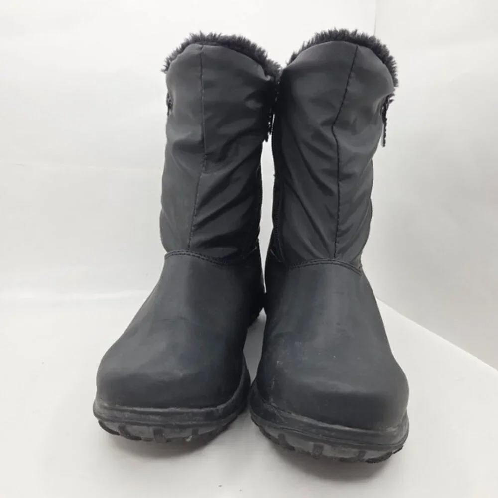 Totes Sim Black Faux Fur Lined Waterproof Winter Snow Boots Women's Size 6